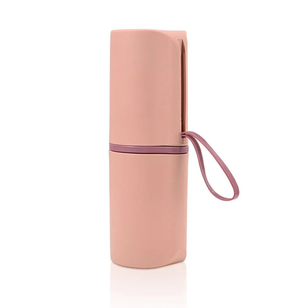 Lit Pack pink portable dental floss pick case with carrying loop