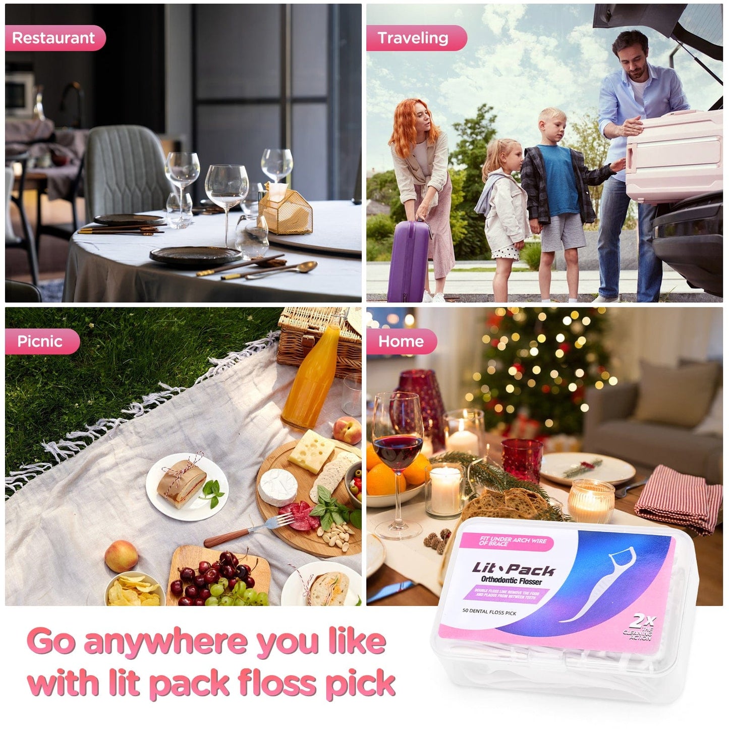 Orthodontic Double Line Floss Pick for Braces