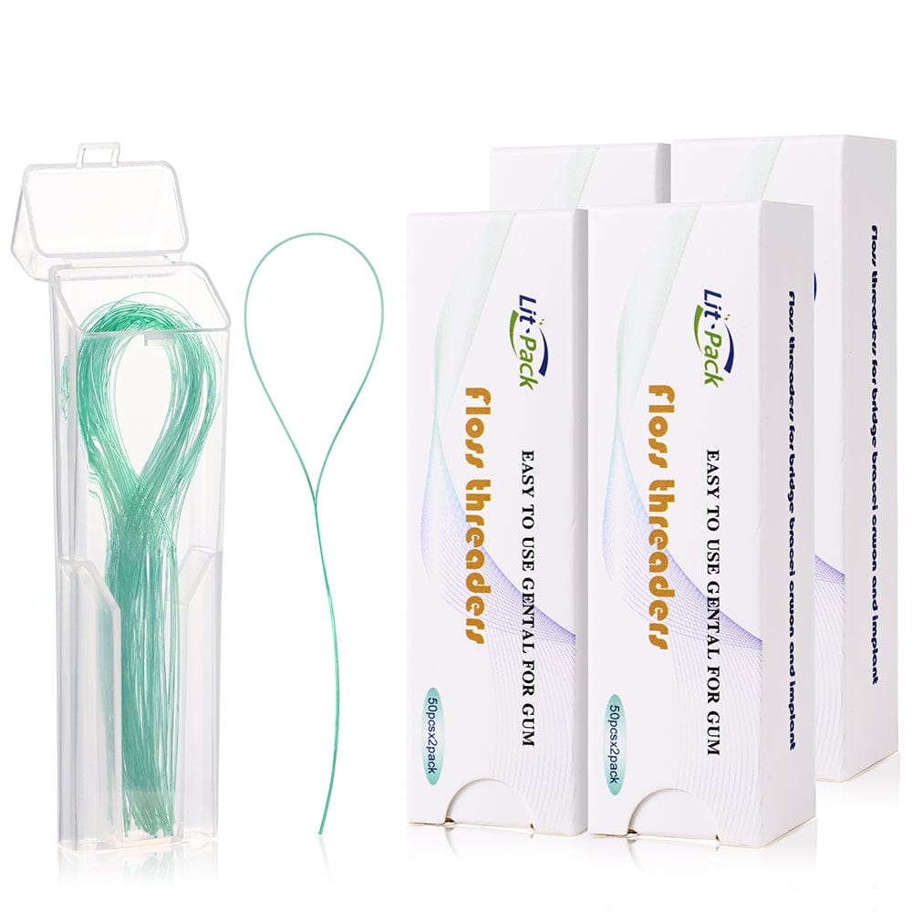 Dental Floss Threader for Crown Brace Bridge Implant Green