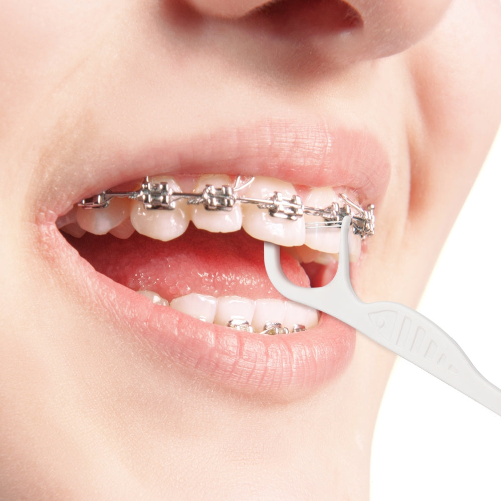Orthodontic Double Line Floss Pick for Braces