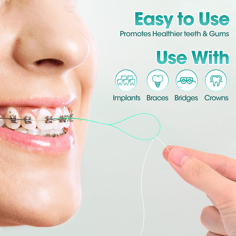 Dental Floss Threader for Crown Brace Bridge Implant Green