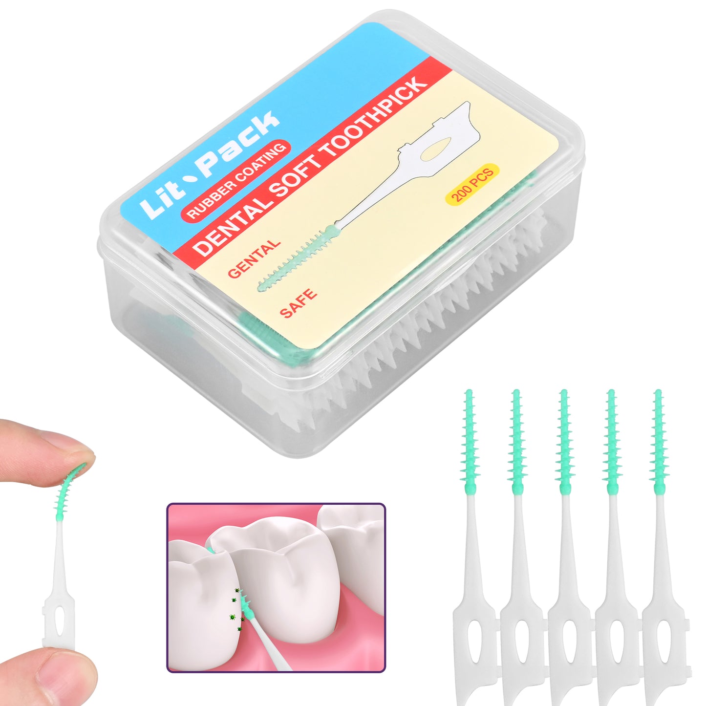 Soft silicone adaptive interdental toothpick