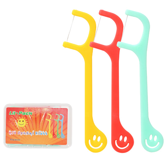 Smiling Faces Kid's Dental Floss Picks ,3 Travel Cases 120 Picks