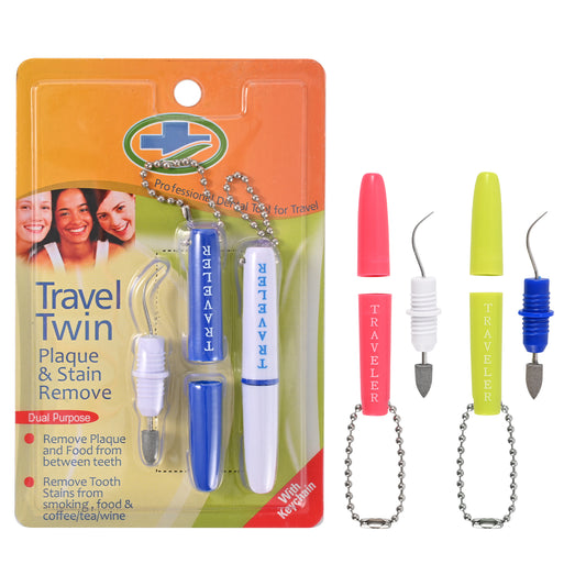 Portable Double Travel Stain Plaque Remover & Dental Pick Kit 2 sets