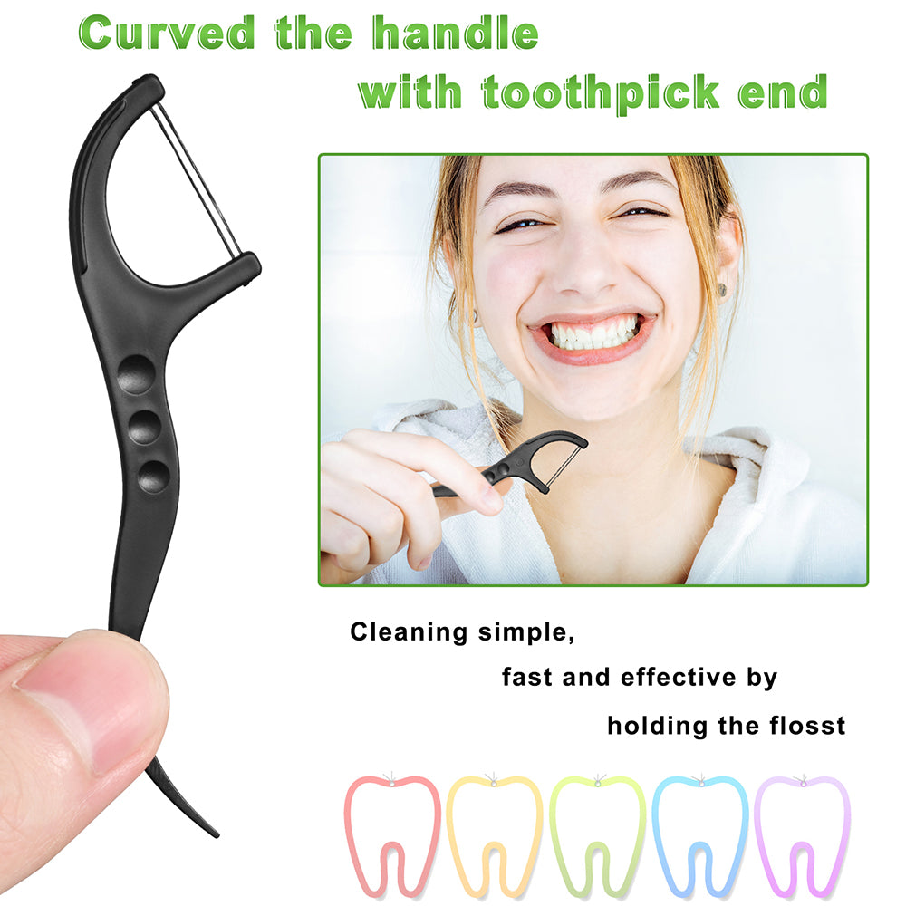 Individually Wrapped Dental Floss Picks Biodegradable Double Line Mint Flosser