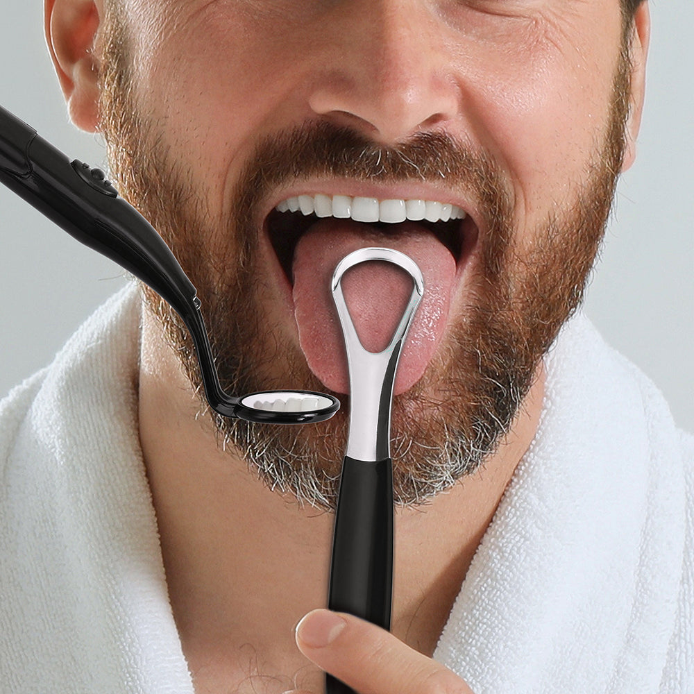 Dental Cleaning Kit, Dental Mirror with Light, with Explorer Pick, and Tongue Scraper Quality