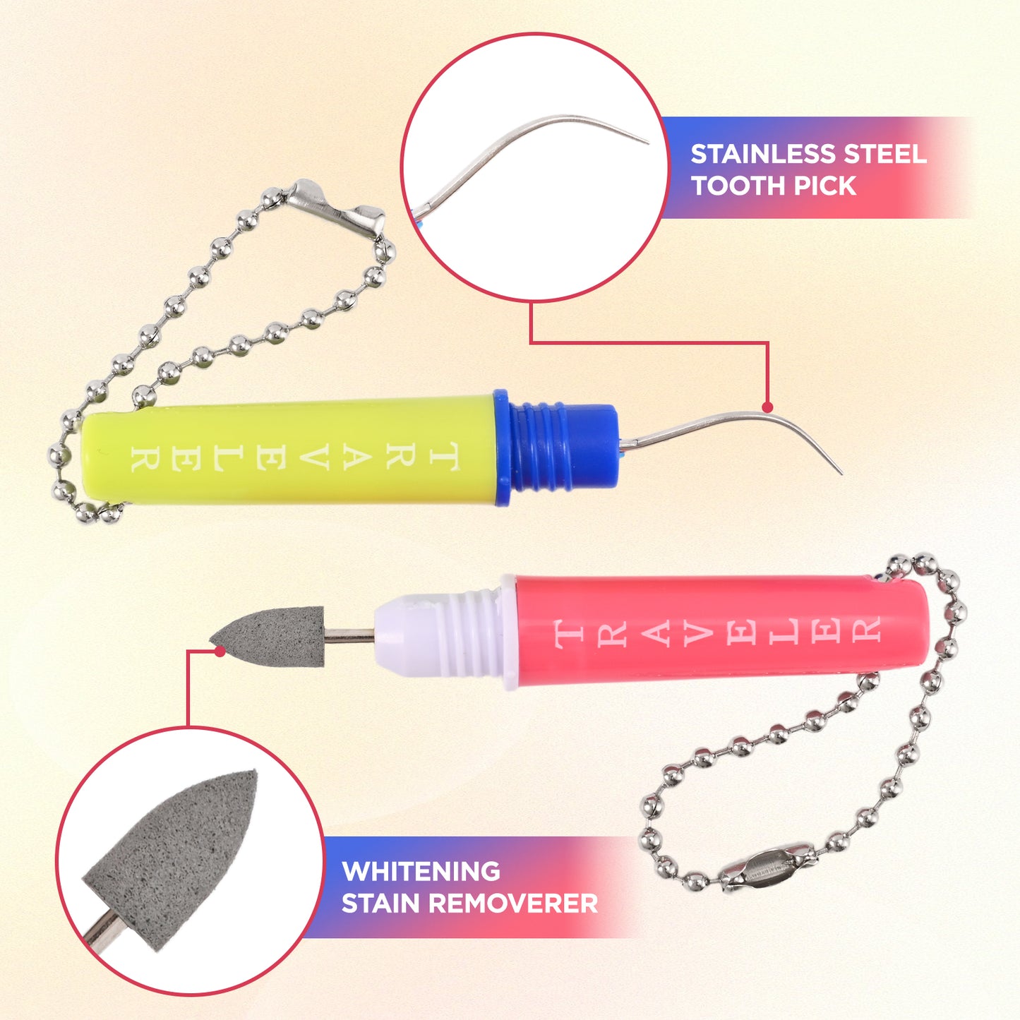 Portable Double Travel Stain Plaque Remover & Dental Pick Kit 2 sets