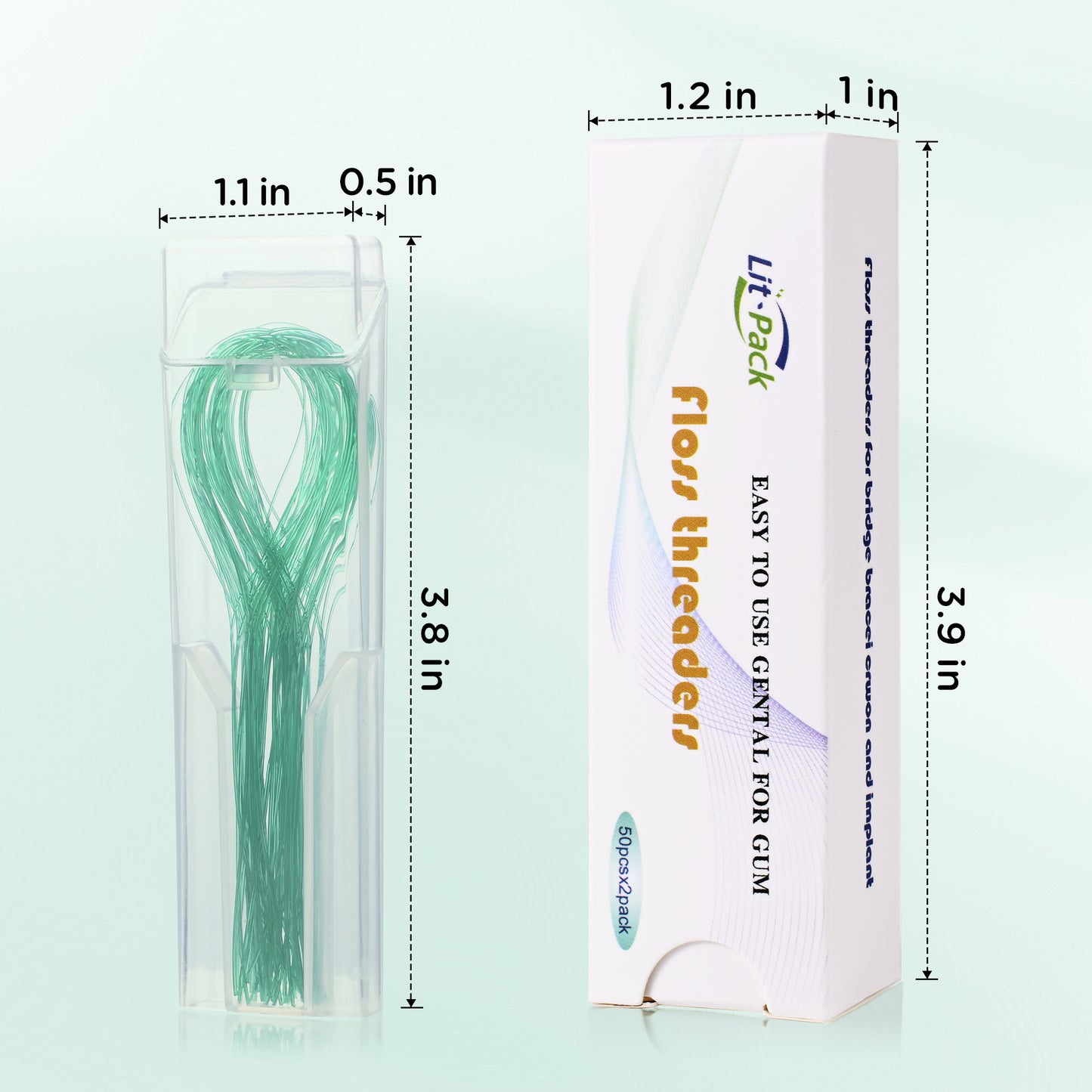 Dental Floss Threader for Crown Brace Bridge Implant Green
