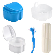 Load image into Gallery viewer, Denture Case Kit, 2 Denture Bath Cups with 2 Denture Brush &amp; 2 Portable Toothbrush Box,
