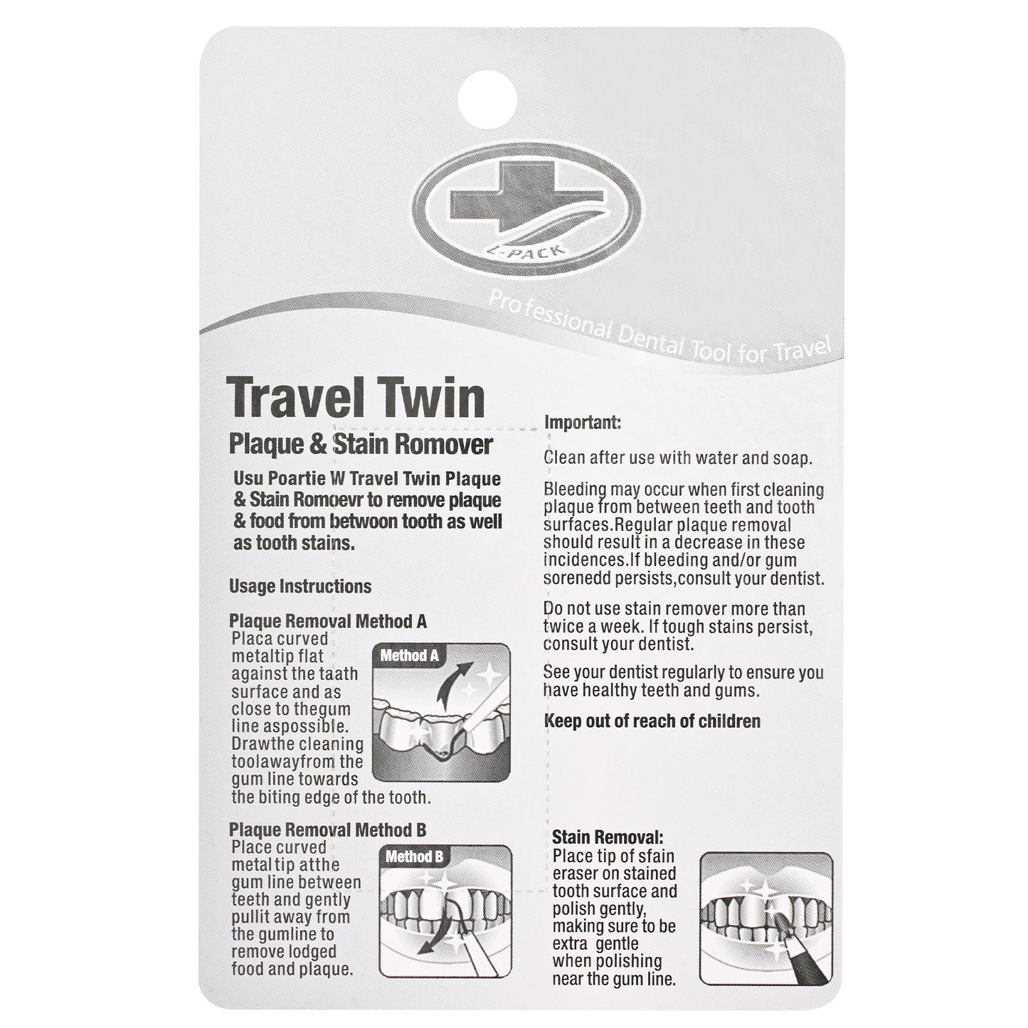 Portable Double Travel Stain Plaque Remover & Dental Pick Kit 2 sets
