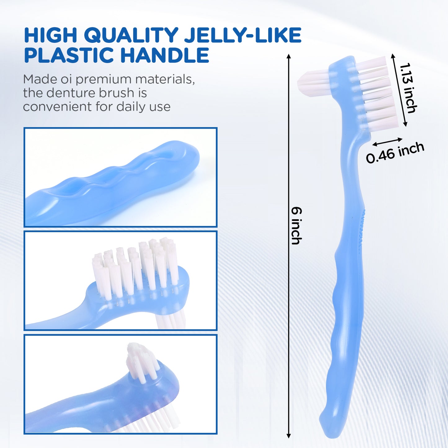 2 Pack Denture Clean Toothbrush  w/Multi Layered  Bristles Dual Bristle