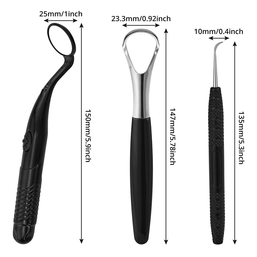 Dental Cleaning Kit, Dental Mirror with Light, with Explorer Pick, and Tongue Scraper Quality