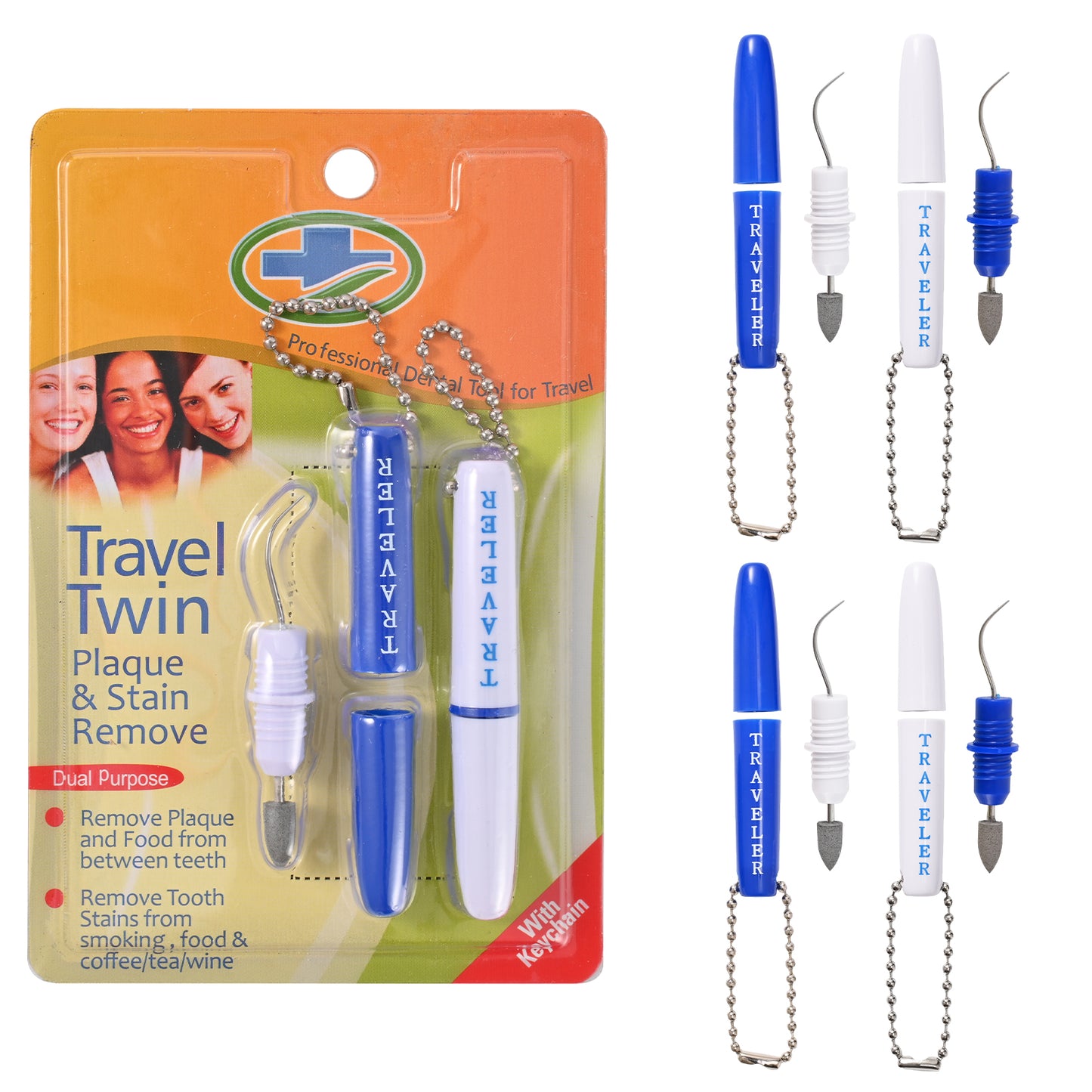 Portable Double Travel Stain Plaque Remover & Dental Pick Kit 2 sets
