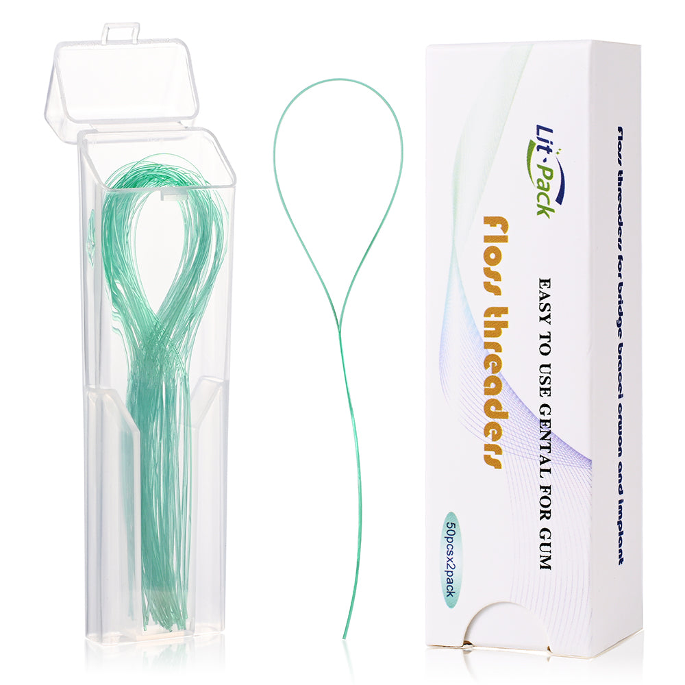 Dental Floss Threader for Crown Brace Bridge Implant Green