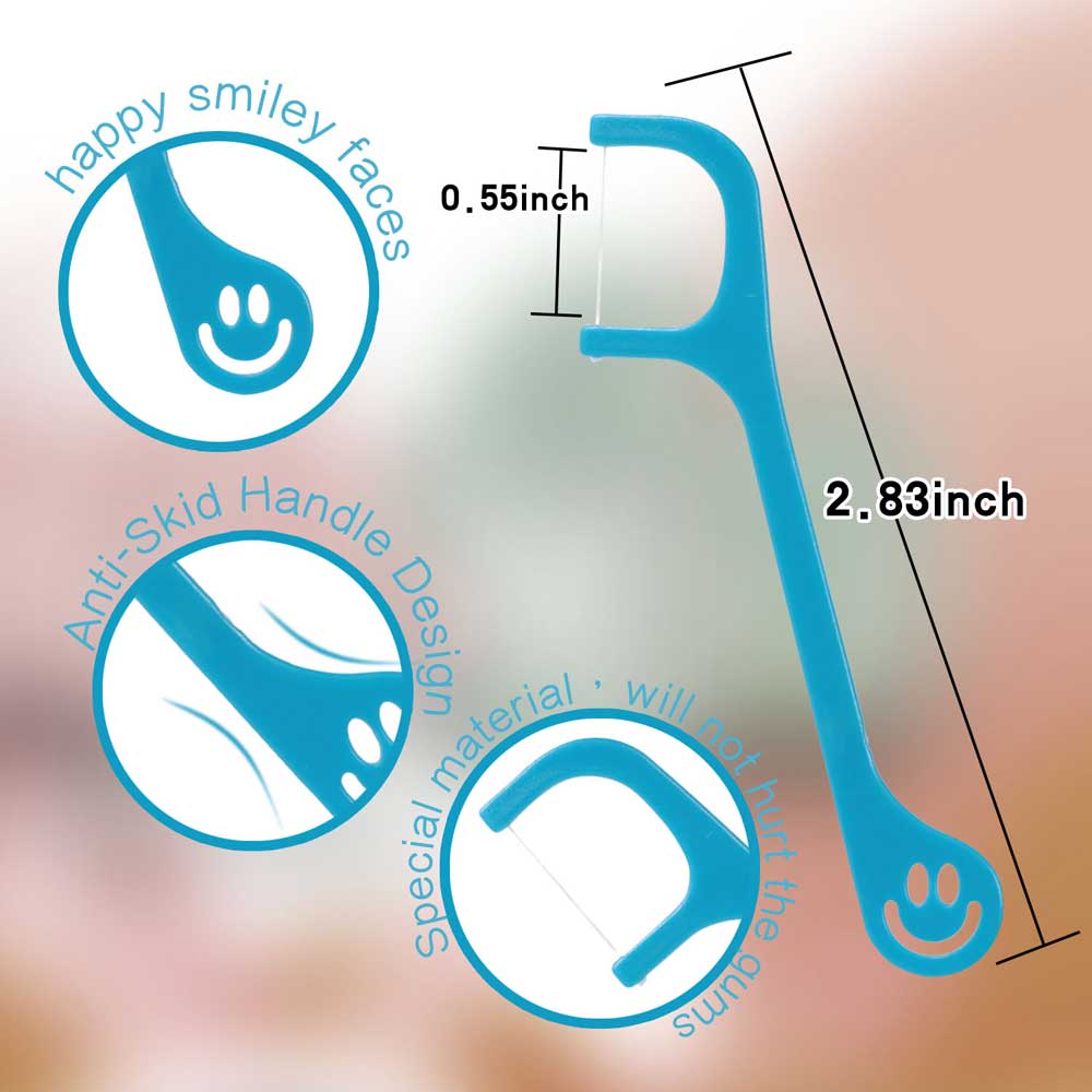 Smiling Faces Kid's Dental Floss Picks ,3 Travel Cases 120 Picks