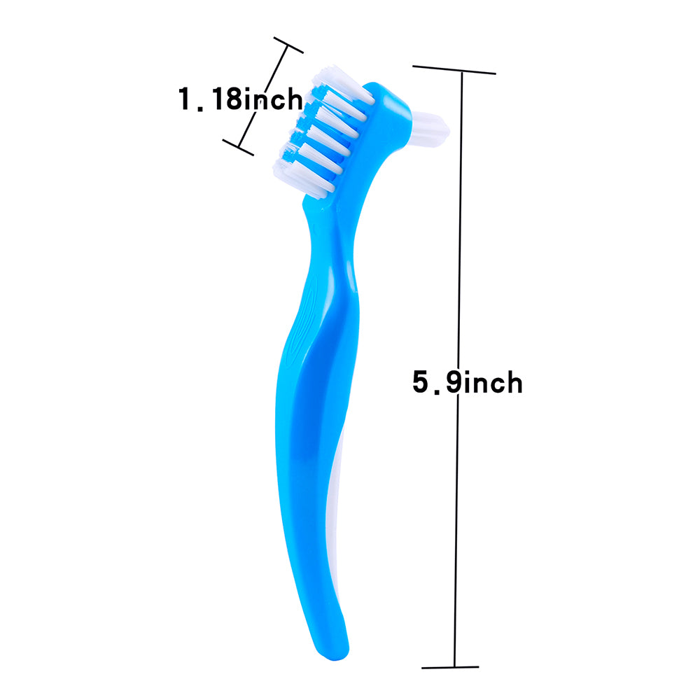 2 Pack Denture Clean Toothbrush  w/Multi Layered  Bristles Dual Bristle